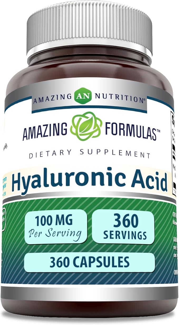 Amazing Formulas Hyaluronic Acid 100 Mg Capsules Supplement | Non-GMO | Gluten Free | Made in USA (1 Pack, 360 Count)