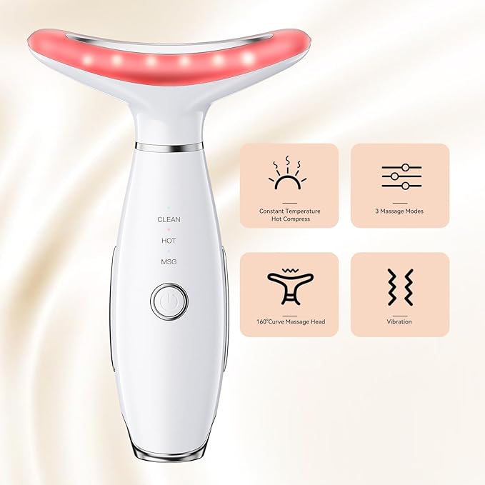 Neck Face Massager, Portable Facial Massager, 3 Modes Face Sculpting Tool, Face Massager Tool for Skin Care, (White)