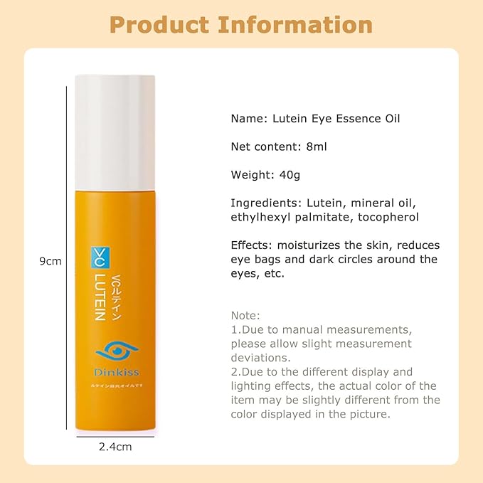 Dinkiss Lutein Eye Essence Oil - Lutein Eye Essence Oil, Lutein Eyes Vc Cream to Improve Eyes Bags Dark Circles (1pcs, 8ml/pcs)