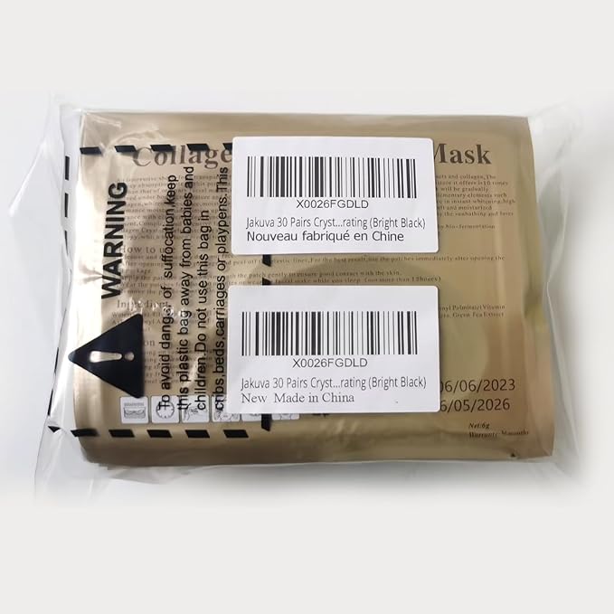 Jakuva 30 Pairs Under Eye Patches, Collagen Eye Mask Eye Patches for Dark Circles and Puffy Eyes, Reduce Wrinkles, Eye Mask Skincare for Moisturizing, Under Eye Mask Bulk for Your Face Care, Black