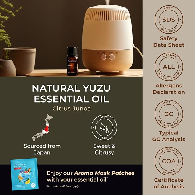Gya Labs Yuzu Essential Oil for Diffuser - 0.34 Fl Oz - 100% Pure Natural Yuzu Oil for Skin, Hair, Aromatherapy, Candles Making & Bath Bombs Perfumes