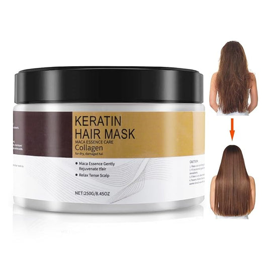 Collagen Hair Mask for Damaged Hair - Deep Repair Conditioning Argan Oil Treatment for Curly or Straight Thin Fine Hair (250ml)