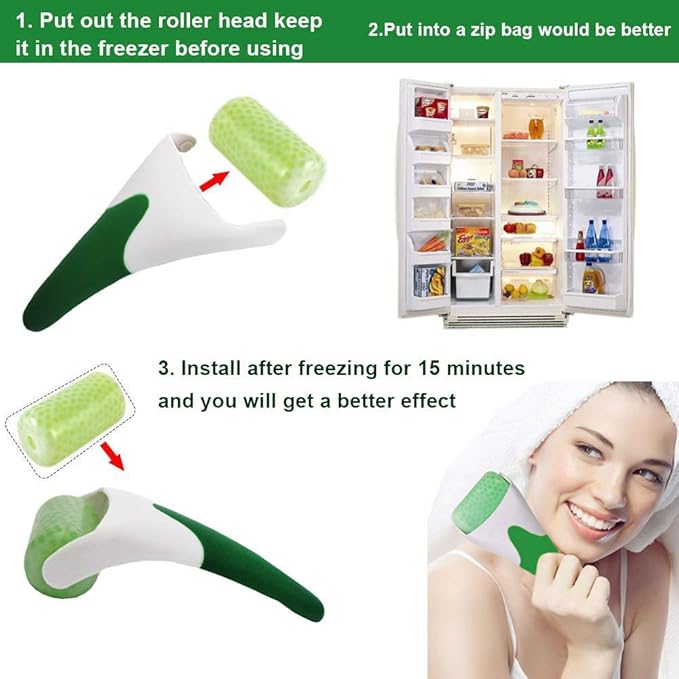 FA FIGHTART 4 in 1 Jade Gua Sha Set Ice Roller Face Rollers Freezer Frozen Cooling Face Massager Massage Tool