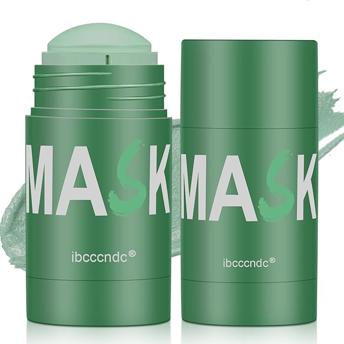 Green Tea Face Mask, Green Mask Stick For Face, 2PCS Deep Cleanse Stick Clay Blackhead Remover Poreless For Purifying, Moisturizing, Oil Control Reduce For All Skin Types