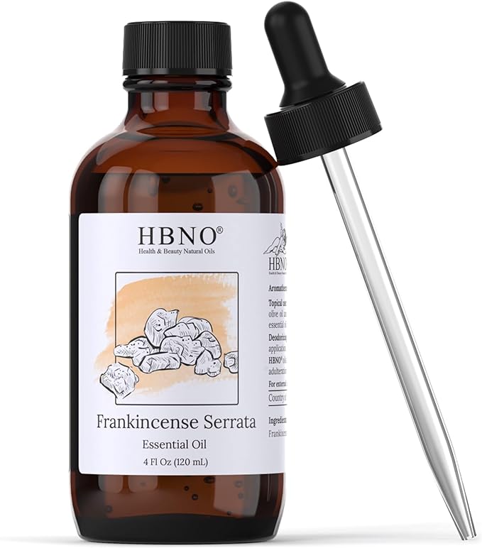 HBNO California Bottled Frankincense Essential Oil (Serrata) 4 fl oz (120ml) - Natural & Premium Grade Frankincense Oil Essential Oil, Frankincense Essential Oil for Skin and Aromtherapy