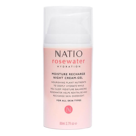 Australia Rosewater Hydration Moisture Recharge Night Cream-Gel, 2.7 oz - Face Moisturizer with Shea Butter - Face Cream for All Skin Types