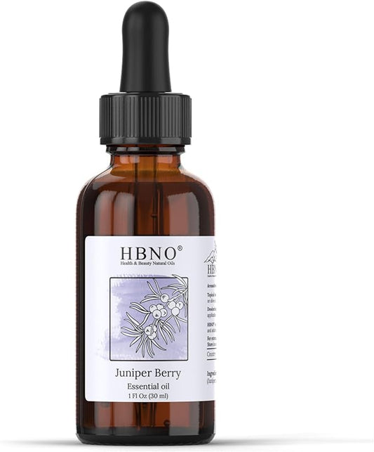 HBNO California Bottled Juniper Berry Essential Oil 1 fl oz (30ml) Travel Size - Natural Juniper Berry Oil - Perfect for Cleaning, Aromatherapy, DIY, Soap, fragrances & Diffuser