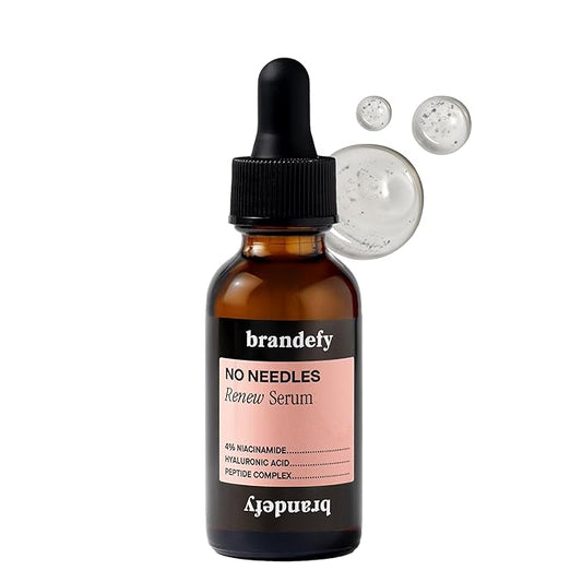 Brandefy No Needles - Niacinamide Serum, Peptides and Hyaluronic Acid. Hydrating & Plumping Serum for Bright, Smooth, Firm & Dewy Skin, 1oz, Made In The US