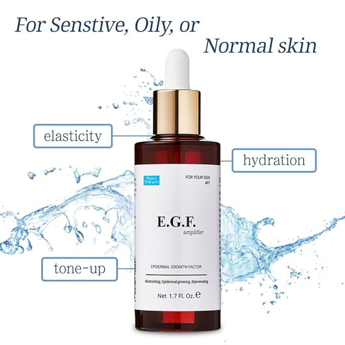 EGF Serum Epidermal Growth Factor 1.7 Fl. Oz. / 50ml / face serum cosmetic ingredients for skin serum korean egf growth factor egf ample after microneedling