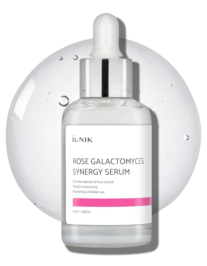 iUNIK Rose Galactomyces Synergy Vegan Face Serum 1.69 Fl Oz Naturally Fermented Rose Water Hydrating Ampoule Serum Deep Moisturizing Pore Minimizing Alcohol-free Chemical-free Korean Skincare