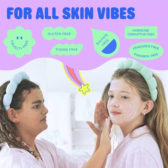 Skincare Start Young Bundle Gift Set | 3-Step Gentle Skin Care Routine for Tweens | Alcohol-Free & Safe | Includes Squeaky Clean Foam Cleanser, Smooth Operator Moisturizer & Glow Go Facial Mist