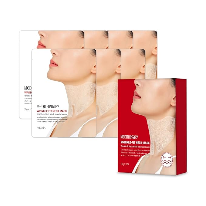 Wrinkle-fit Neck Mask - Neck Wrinkle Patches, Firming and Tightening Korean Deep Collagen Mask - Hyaluronic Acid NeckTargeted Mesh Sheet Mask for Lifting Sagging Skin - Boosting Elasticity 7EA
