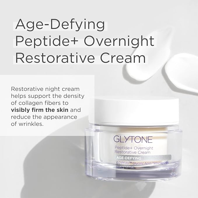 Glytone Age-Defying Peptide+ Overnight Restorative Cream - Dermatologist-Tested, Paraben-Free & Fragrance-Free - 1.7 fl. oz.