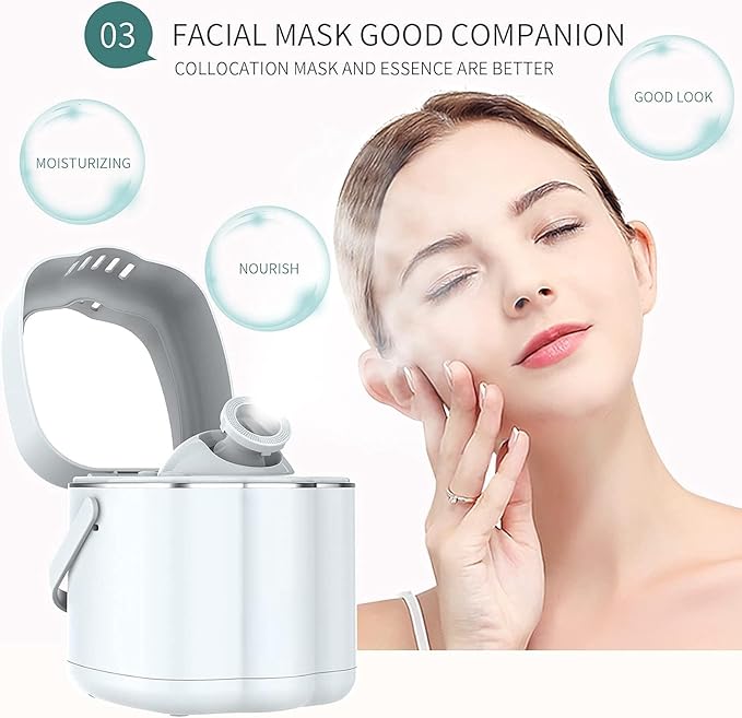 DAROMA Nano Ionic Facial Steamer with Adjustable Nozzle & Mirror - Advanced Home Spa Tool for Deep Cleansing & Hydration Support, Ideal Skincare Gift for Women