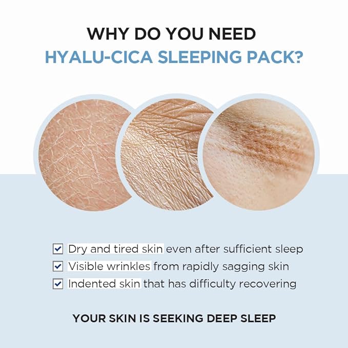 SKIN1004 Hyalu-CICA Sleeping Pack 3.38 fl.oz, 100ml Melatonin Hyaluronic Acid Centella Asiatica Extract Moist and Revitalization Multi Care Solutions