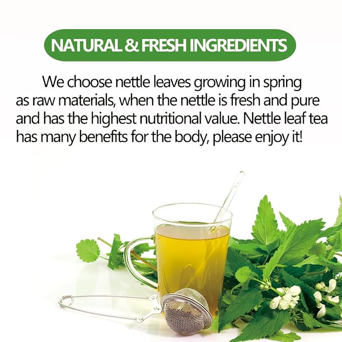 Premium 100 Stinging Nettle Leaf Tea Bags, Made with 100% Wild Nettle Leaves，No Additive & Caffeine Free.