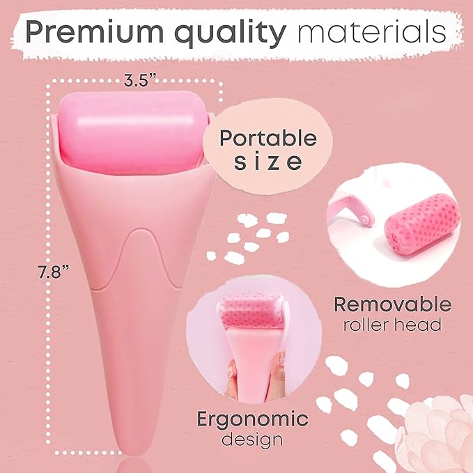 Ice Roller for Face & Eye，Facial Skin Care Tools Face Roller Massager - Reduce Puffiness Migraine Pain Relief, Idea Gifts for Women Men (Pink)