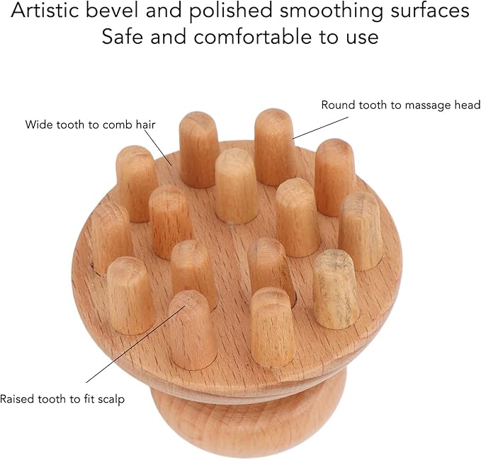 Yosoo Wood Scalp Massager Small Octopus Shape Massage Tool, Manual Scalp Massagers Scalp Massage Tool, Mushroom Fingers Head Scratcher Wood Massager for Reduce Stress 2.44 x 2.36in