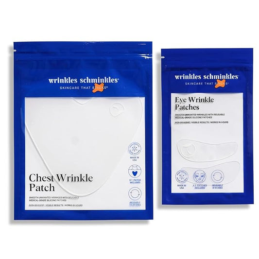 Wrinkles Schminkles Anti-Wrinkle Silicone Patch Bundle – Chest & Under Eye Pads – Reusable Medical Grade Patches for Wrinkles, Fine Lines & Aging Skin – Safe for Sensitive Skin