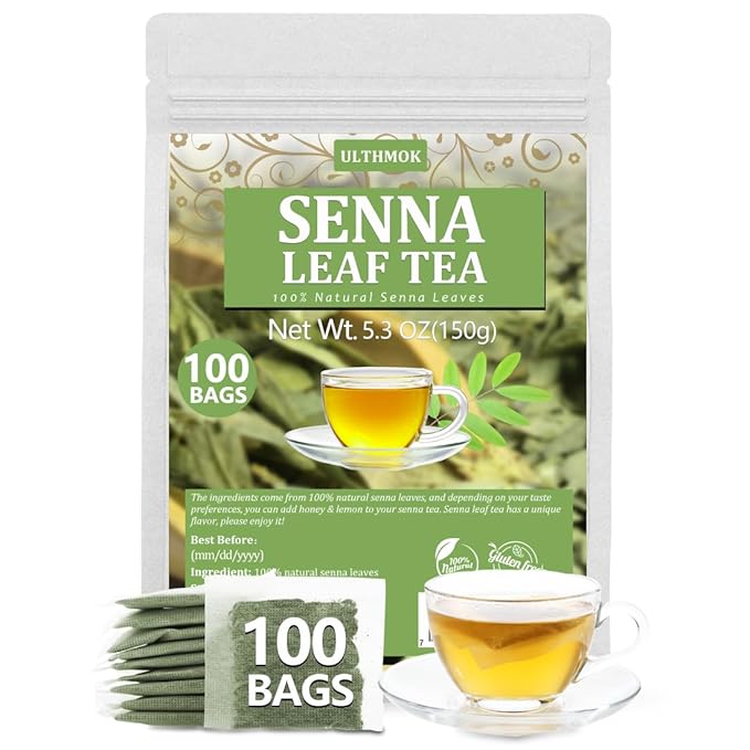 Premium 100 Senna Tea Bags, Made with 100% Natural Senna Leaves, No Additives & Caffeine Free.