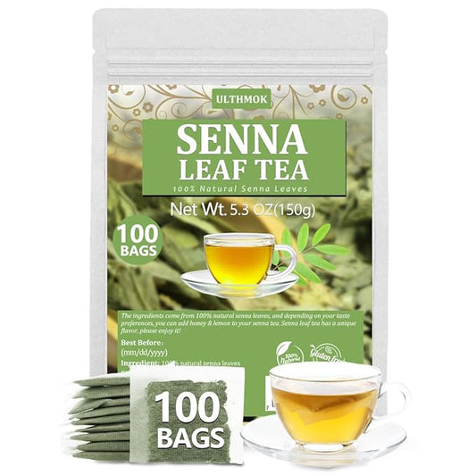Premium 100 Senna Tea Bags, Made with 100% Natural Senna Leaves, No Additives & Caffeine Free.