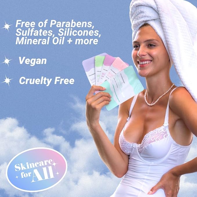 Plumping Face Masks (10-Pack) Korean Skincare Infused with Collagen, Snow Jelly, Panthenol, Niacinamide & Ceramide - Volumizing Solution for Fuller, Youthful Skin