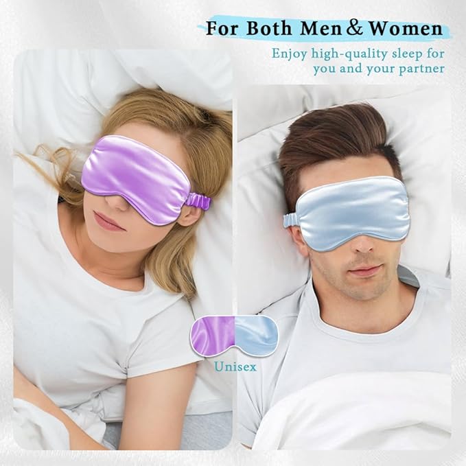 Cooling Eye Mask and Silky Sleep Mask 4 Packs for Man Women for Sleeping Frozen Ice Eye Mask Cold Warm Compress Dark Circles Puffiness Dry Eyes Gifting