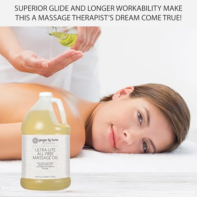 Ginger Lily Farms Botanicals Ultra-Lite All-Free Massage Oil, 100% Vegan & Cruelty Free, 1 Gallon