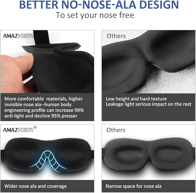 Cute Eye Mask Sleep Mask for Men Women Kids,2 Pack 3D Contoured Cup Sleeping Mask & Blindfold, Concave Molded Night Sleep Mask, Block Out Light (Stars &Black, 2 Count (Pack of 1))