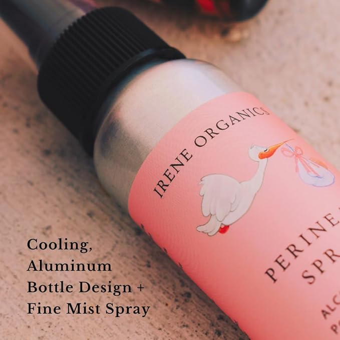 Organic Perineal Massage Oil Spray by Irene Organics for Pregnancy and Postpartum - Prevention for Perineum Tearing, All Natural, Third Trimester Pregnancy Must Haves for Childbirth (Perineal Bundle)