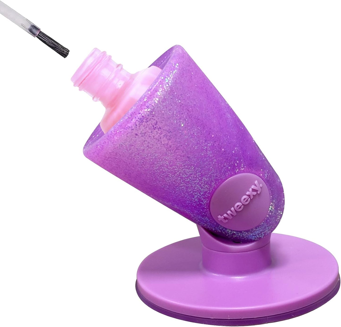tweexy Hinge Untippable Nail Polish Bottle Holder | Anti-Spill Nail Polish Holder Stand, Tilted, Smartgrip Airlock Suction | Fingernail Painting, Nail Art, Manicure & Pedicure, Nail Polish Accessories (Opal Sparkle)