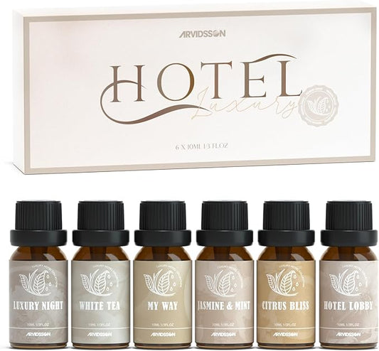 Hotel Diffuser Oils Gift Set, ARVIDSSON Luxury Fragrance Oil Blend, Hotel Scent Essential Oils for Diffuser, Jasmine & Mint, White Tea, Citrus Bliss, My Way, Gift for Women and Men