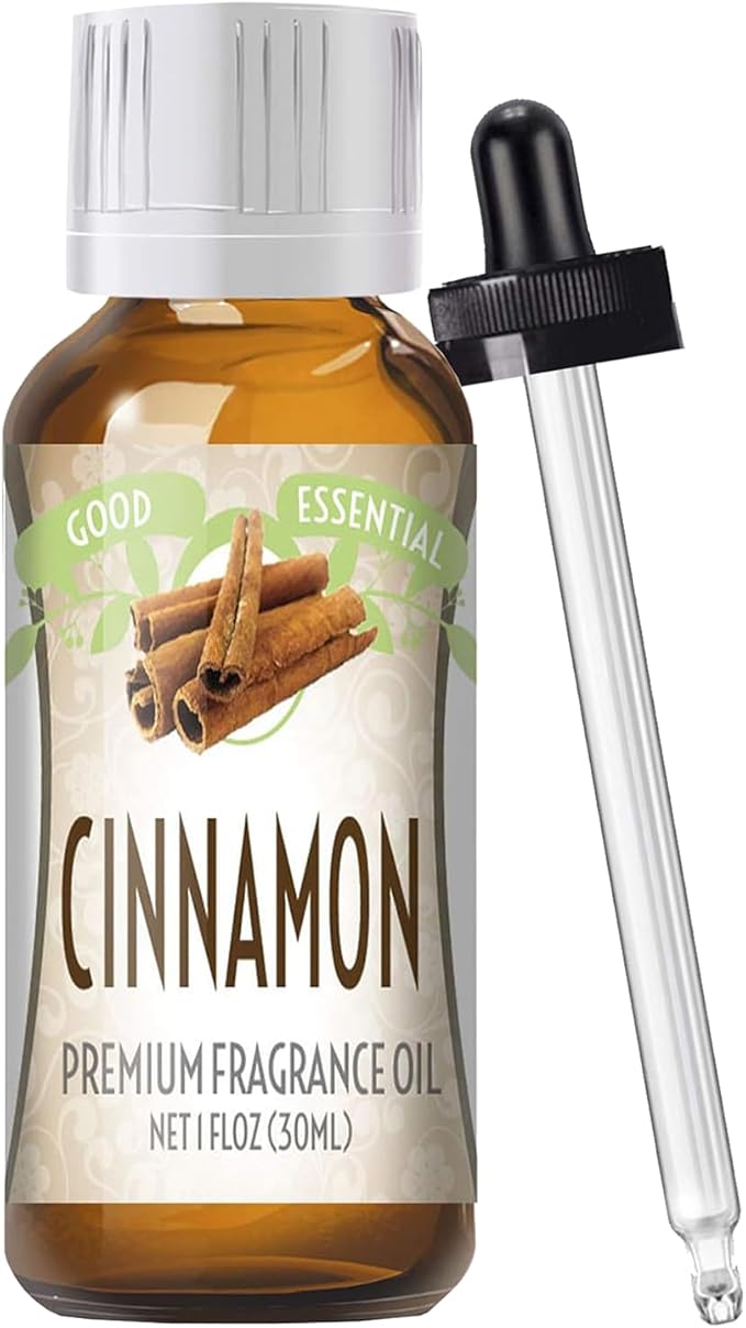 Good Essential Professional Cinnamon Fragrance Oil, 1 fl oz (30ml) for Candles, Soaps, Lotions, Perfume, Diffuser Use, Candle Making Scent, Cinnamon Aroma