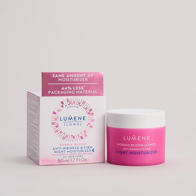 Lumene Nordic Bloom [Lumo] Anti-Wrinkle & Firm Night Moisturizer - Hydrating Face Moisturizer for Visibly Radiant & Smooth Skin - Formulated with Pre-Retinol Complex + Lingonberry Extract (1.7 oz)