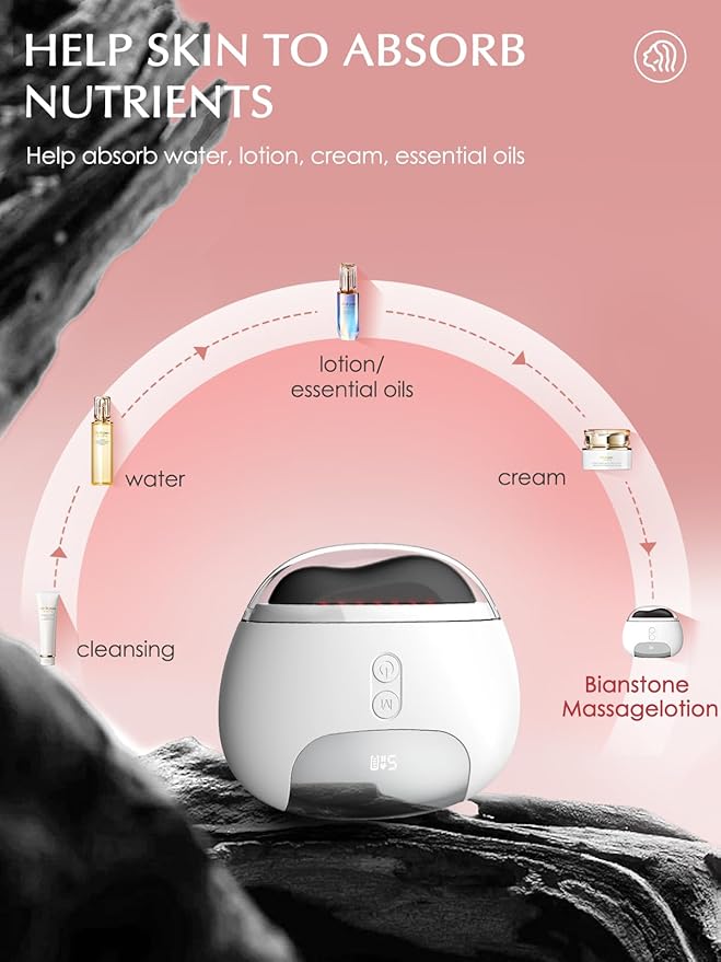 Gua Sha Facial Tools, Face Sculpting Tool Electric Face Massager with Heat & Vibration 5 Models, 1000mAh Battery Anti-Aging Device & EyeFace Puffiness & Wrinkles & FirmTighten - Gift for Women White