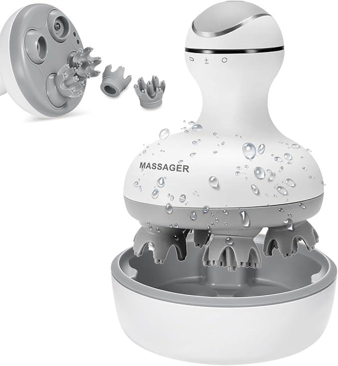 VGU Rechargeable Scalp Massager with Multi-Node Design, Promotes Hair Growth, Relieves Stress, Waterproof, Portable Handheld Head Massager