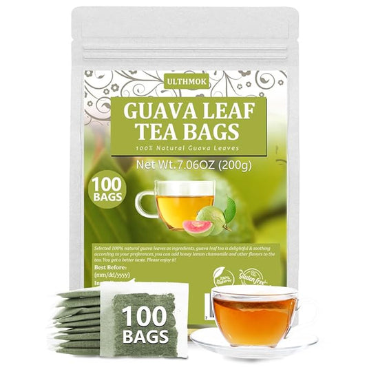 Premium 100 Guava Leaf Tea Bags, Made with 100% Natural Guava Leaves, No Additives & Caffeine Free.