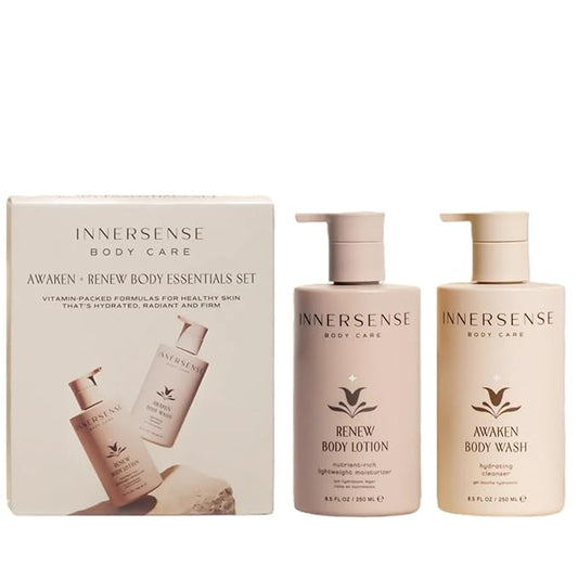INNERSENSE Organic Beauty - Awaken + Renew Body Essentials Set | Non-Toxic, Cruelty-Free, Clean Skincare (2 piece set)