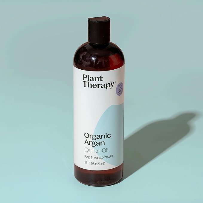 Plant Therapy Organic Argan Oil, USDA Certified, First-Press, Virgin, for Face, Hair, Skin, Nails and Cuticles 16 oz