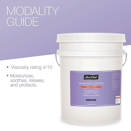 Bon Vital" - BVORIGL5G Original Massage Lotion for a Versatile Massage Foundation to Relax Sore Muscles & Repair Dry Skin, Lightweight, Non-Greasy Formula to Moisturize and Repair Dry Skin, 5 Gallon Pail