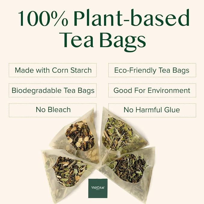 VAHDAM, Turmeric Ashwagandha Herbal Tea Bags (100 Count) Caffeine Free, Non GMO, Gluten Free | 100% Pure Herbal Blend - Sweet & Earthy | Whole Leaf Tea Bags | Resealable Ziplock Pouch