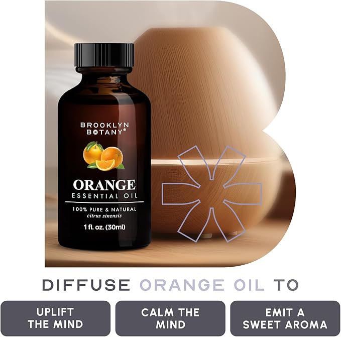 Brooklyn Botany Sweet Orange Essential Oil – 100% Pure and Natural – Premium Grade Oil with Dropper - for Aromatherapy and Diffuser - 1 Fl Oz