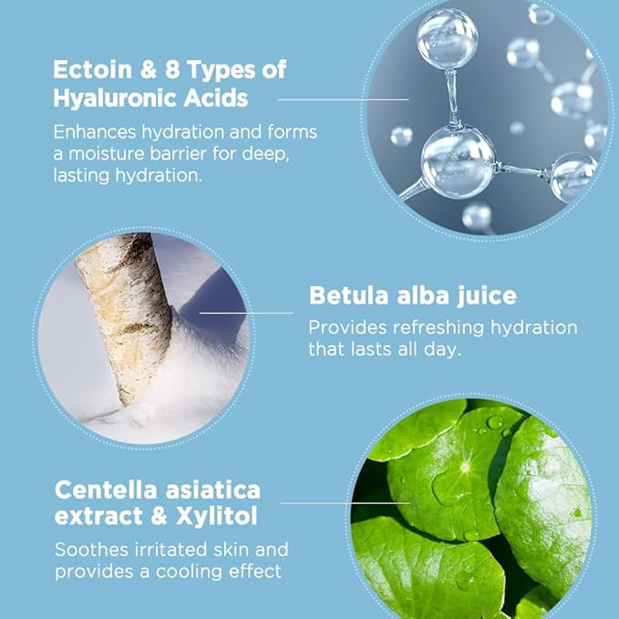 Nightingale Ecto-hyaluronic Soothing Mask, Hyaluronic Acid, Betula Alba Juice, Ectoin, Korean Hydrating Facial Mask, Alcohol Free, Korean Skin Care