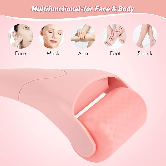 Ice Roller for Face,Eyes,Women Gifts Idea,Therapeutic Cooling to Tighten Brighten Complexion and Reduce Wrinkles,Massager Under Eye Puffiness,Migraine and Pain Relidf (Pink)