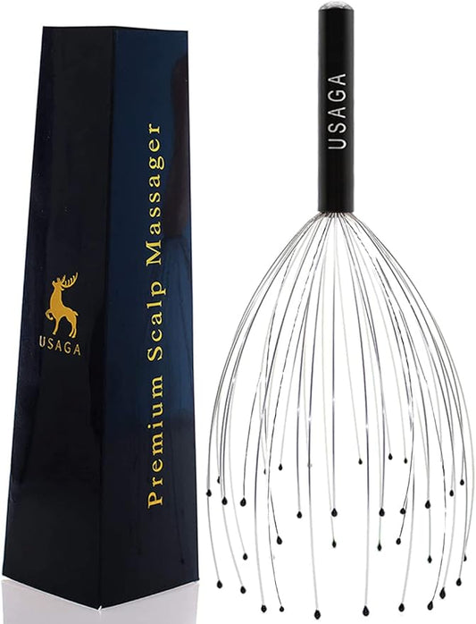 USAGA 36 Fingers Head Massager Scalp Massager Head Scratcher for Scalp Body Relaxing (Black)