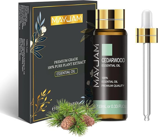 Cedarwood Essential Oil, MAYJAM 10ML/0.33FL.OZ Premium Cedarwood Oils for Soap Candle Making, Diffuser, Bedroom, Living Room, Office