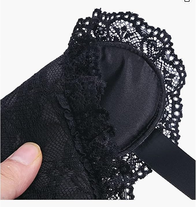 Soft Lace Eye Mask Party Ribbon Accessories, Eye Mask Comfortable Sleep Mask Can Be Adjusted to Shading Eyes, Travel,Home,Meditation,Shift Work (Black)