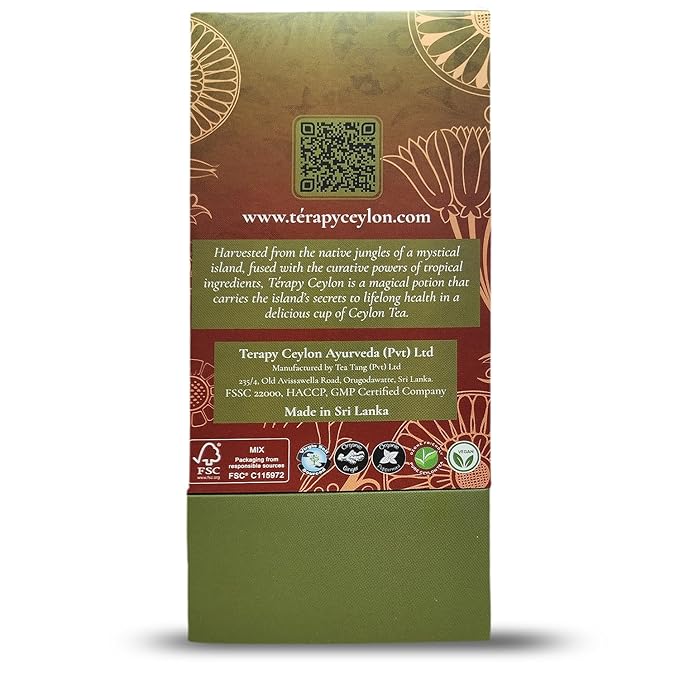 Térapy Ceylon Stomach Ease Herbal Tea Bags | Soothes Stomach & Supports Healthy Digestion | All Natural Ayurvedic Ingredients Including Peppermint, Ginger, Licorice | 18 Individually Wrapped Tea Bags