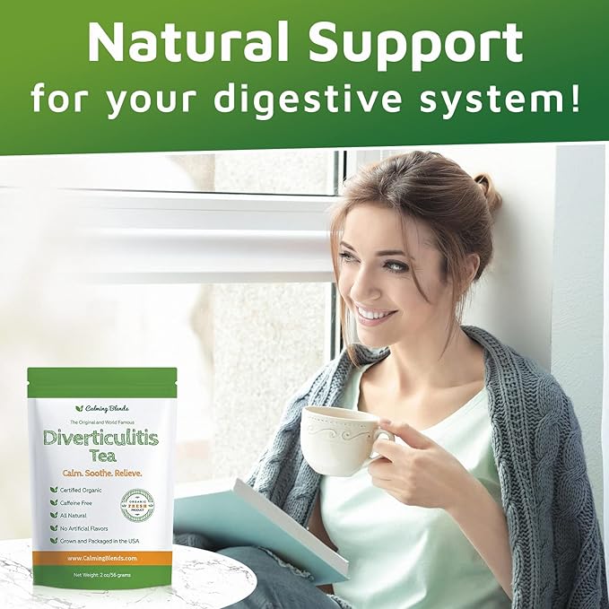 Calming Blends Diverticulitis Tea | All Natural, Caffeine Free, Digestive Health | 2 Pack