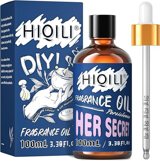 HIQILI Her Secret Fragrance Oil 100ml for Diffuser Car Freshies, Clean Fresh Scent for Candle Making Soap Laundry 3.38 Fl Oz